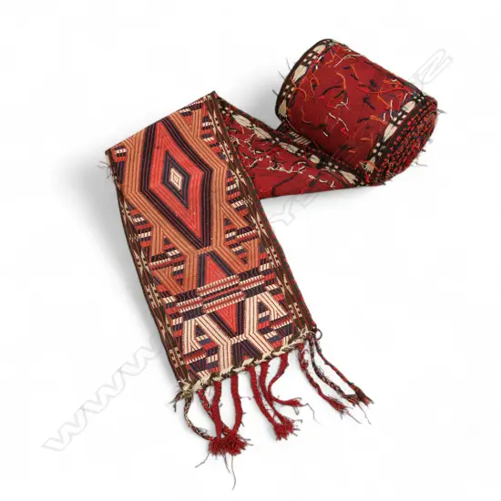 Turkmen tent band in flat weave Sumak technique,